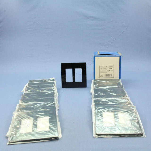 20 Leviton Black 2-Gang Midway Decora Screwless Wallplates GFCI Covers SJ262-SE