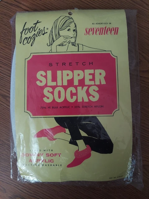 NOS Vintage FOOT COZIES SLIPPER SOCKS SIZE 9-11
