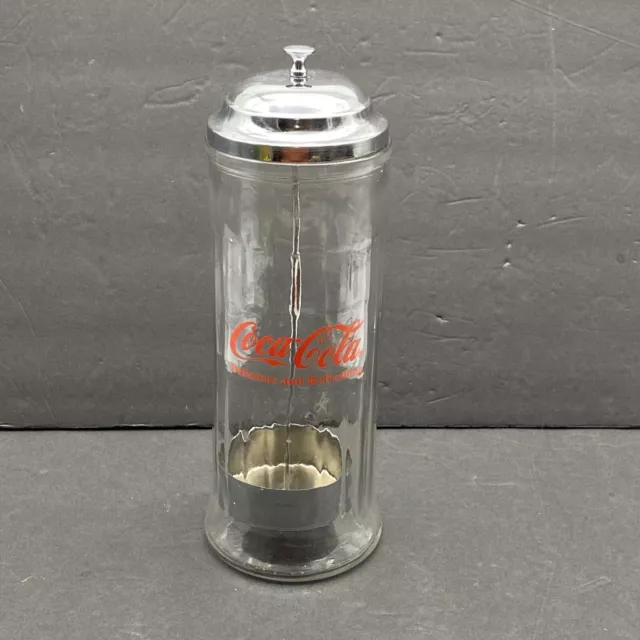 Coca Cola Straw Dispenser Glass Holder Jar Soda Drink Diner Style 1992 VTG Coke