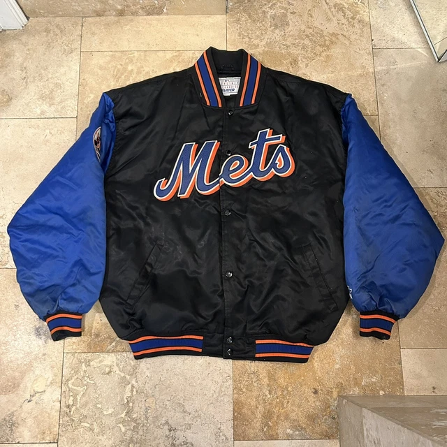 Vintage Starter New York Mets MLB Satin Mens Diamond Collection Jacket Sz 2XL D4