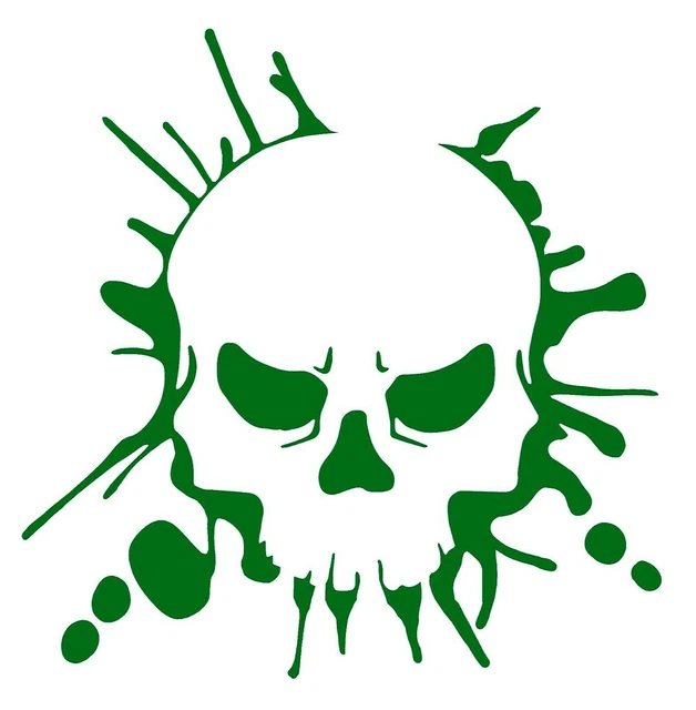 Skull Splat Sticker - Splash Skull Decal - Choose Color and Size