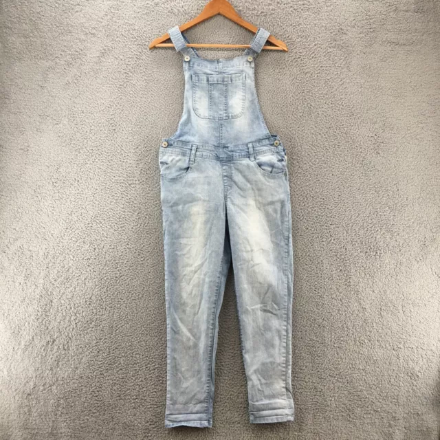 Wallflower Overall Skinny Jeans Womens Large Blue Light Wash Denim Mid Rise