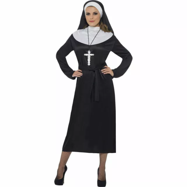 Adult Nun Costume Ladies Sister Act Fancy Dress Sexy Religious Womens Outfit