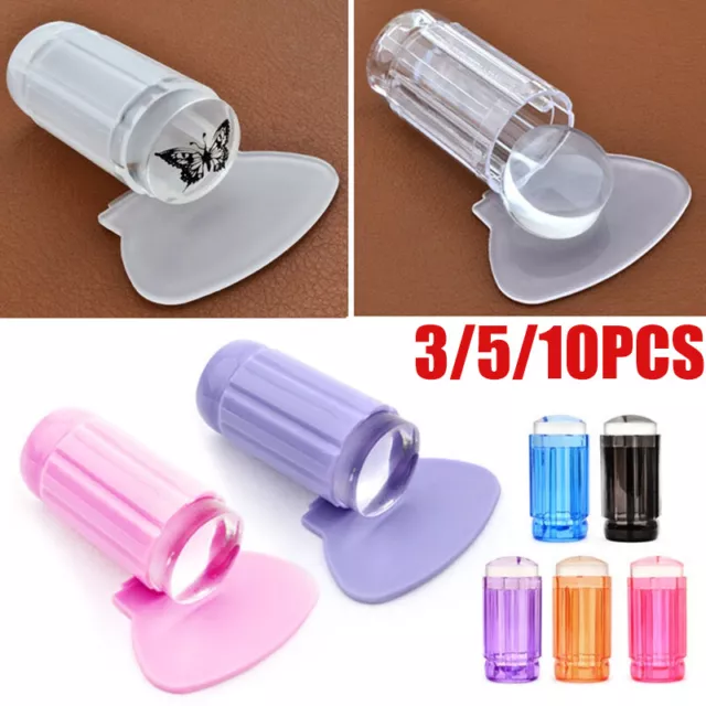 10 Pièces Bricolage Gelée Transparente Silicone Nail Art Estampage Plaque F