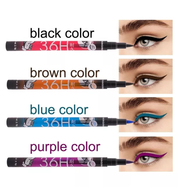 eyeliner feutre 36 H waterproof noir violet bleu brun effet tatouage sans bavure 2