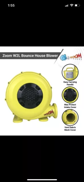 Zoom W2L 1/2HP Inflatable Bounce House Blower Pump Fan Energy Efficient 450 Watt 3