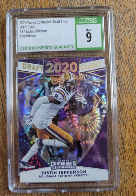 2020 Panini Contenders Draft Picks- Touchdown Justin Jefferson #5/6 RARE! LSU