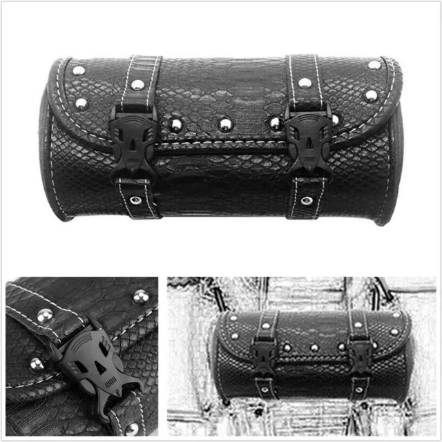 Motorcycle ATV PU Leather Saddle Fork Roll Barrel Tool Bag For Yamaha Honda ATK