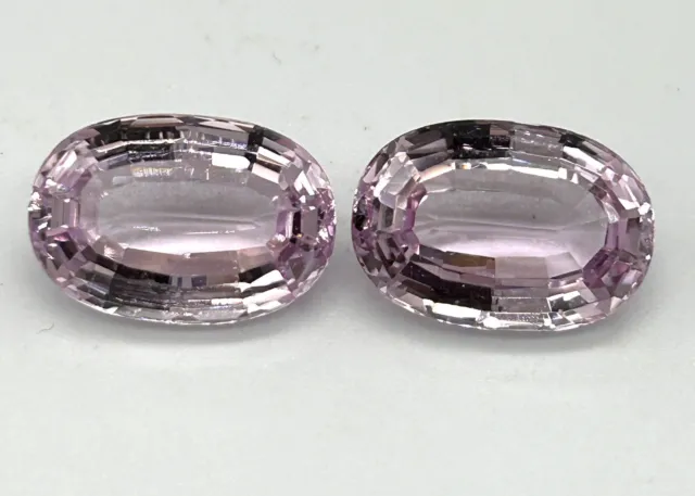 Loose Pair Oval Kunzite 32.0cttw Light Pink Gem Quality 2pcs  Large 18 X 13mm