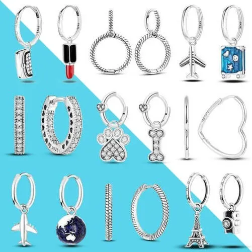 1 Paire Créoles En 925 Sterling Argent Boucles D'Oreilles Bijoux pour Oreilles