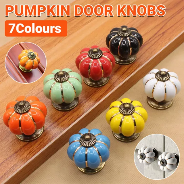 Pumpkin Ceramic Vintage Door Knobs Cabinet Drawer Cupboard Kitchen Pull Handle