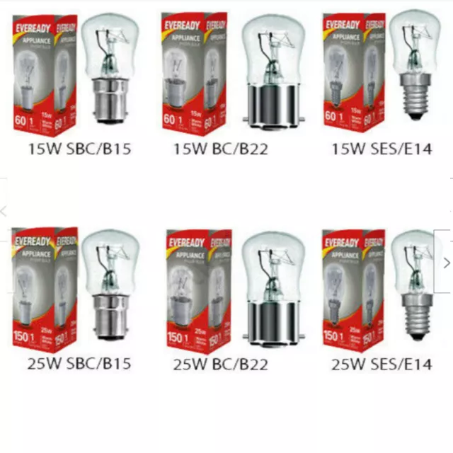 Universal Appliances Bulb 15w 25w Pygmy Light Lamps E14 B22 B15 Screw Dimmable