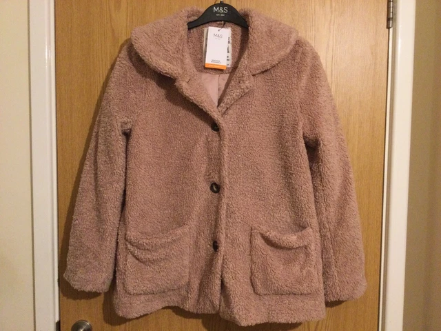 M&S Pink 'Teddy Bear' Girl's Coat/ Jacket Age 14-15.Bnwt