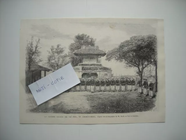 Gravure 1869. La Pagode Sacree De Caï-Mai, En Indochine.