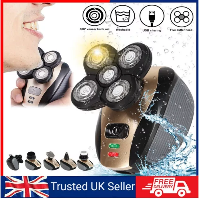 5 Head Electric Shaver Razor Bald Beard Hair Skull Trimmer Beard Removers Men UK