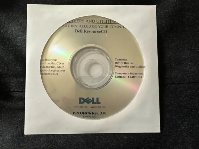 Dell Latitude C610 C510 XP Drivers CD DVD Disc