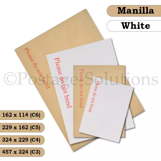 Please Do Not Bend Hard Card Board Backed Envelopes Manilla Brown White C6 A5 A4