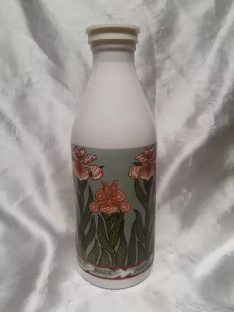 1960 Egizia Italian Art Nouveau Juice Bottle Milk Glass Lily / Iris 32 Oz