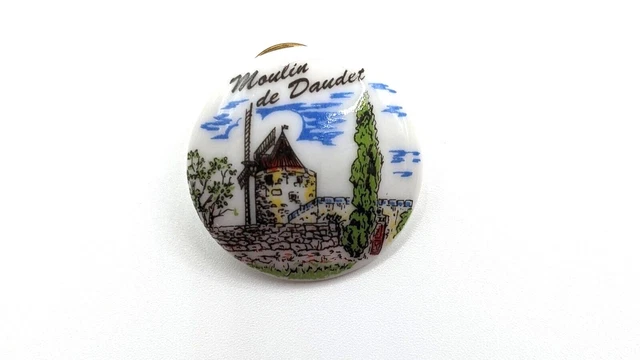 Vintage Moulin de Daudet Fontvielle France Porcelain Souvenir Travel Pin