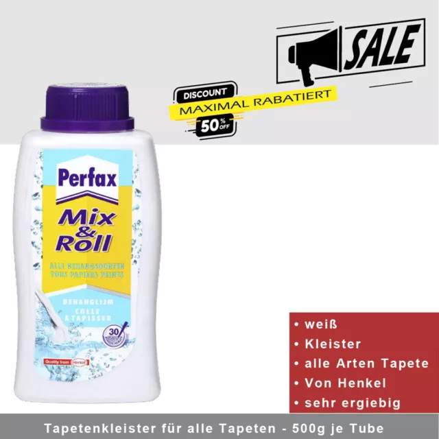 Tapetenkleister Fertigkleister - Mix & Roll 500g je - Tube für alle Tapeten