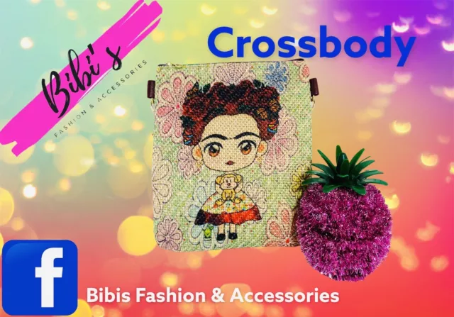 Frida Kahlo Cartoon Collection Cellphone Cross Body Bag