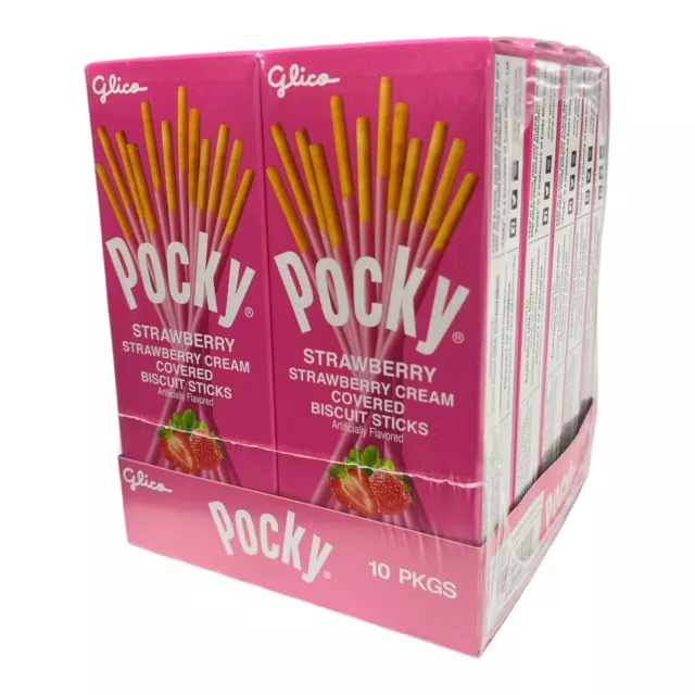 Glico Pocky Biscuit Sticks with Strawberry Cream, 1.41-Ounce Boxes (Pack of 10)