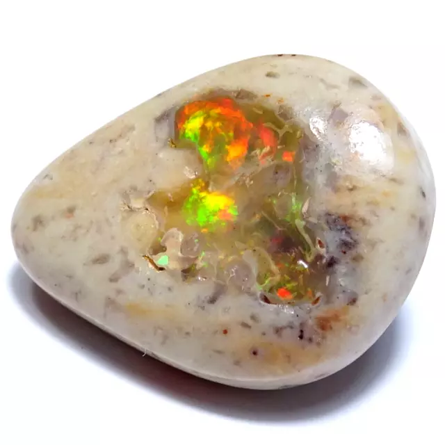 Mexican FIRE Opal Cabochon Natural Gemstone Cut Polished VIDEO  5.94 ct