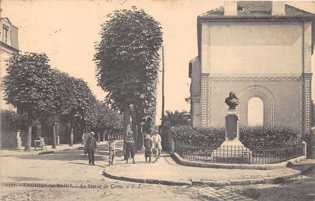 Cpa 95 Enghien La Statue De Cotte