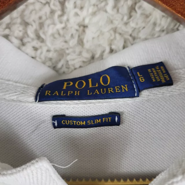 POLO RALPH LAUREN Polo Rugby Shirt Men's XL White Spell Out Big Blue ...