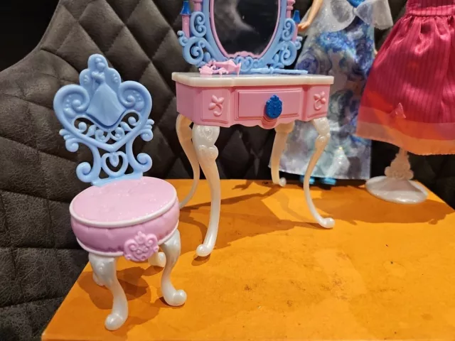 Disney Princess Cinderella Royal Shimmer Fashion Doll, Dressing Table Set Bundle 3