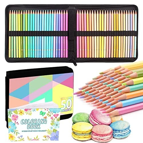 Melifluo 50 Crayons de Couleur Pastel Macaron Crayons de Couleur pour Enfants...