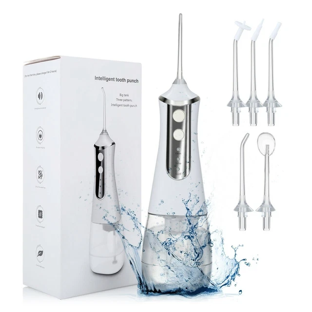 Elektrische Munddusche Kabellos 350ML Wasserdicht Wasser Flosser 5 Düsen 3 Modi