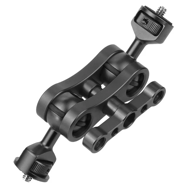 Doble 1/4 cabezal adaptador abrazadera de brazo 3/8 montaje campo de luz monitor cámara St W8W3