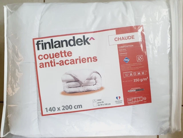 Couette chaude anti-acariens blanche 140 x 200 cm  Finlandek