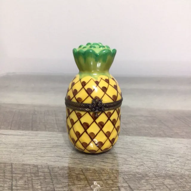 Limoges France Peint Main Pineapple Trinket with Pepsi Logo