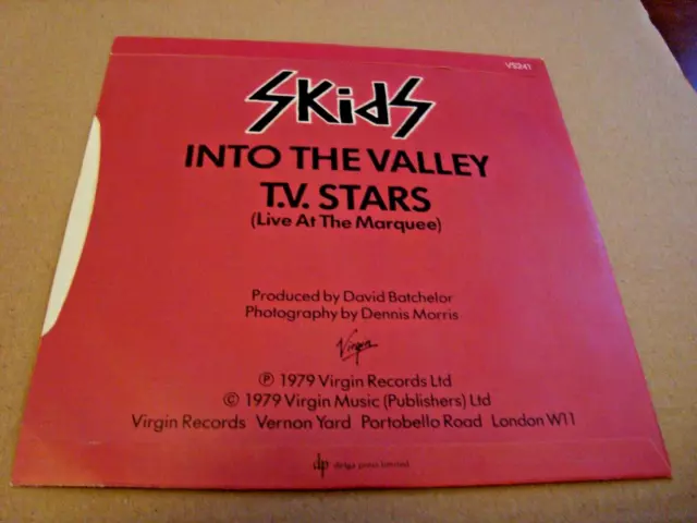 The Skids - Into The Valley  Uk 1979 Pic  Ex/Ex 2