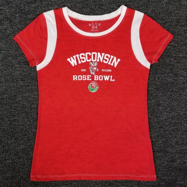 Wisconsin Badgers Shirt Womens Medium Red Rose Bowl 2012 NCAA USA Made 32" Chest