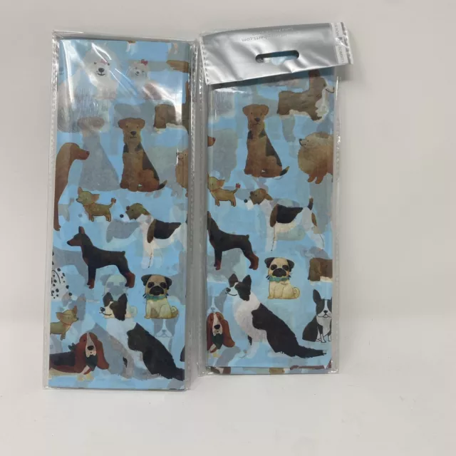 8 Sheets Of Designer Tissue Paper . Theme Dogs