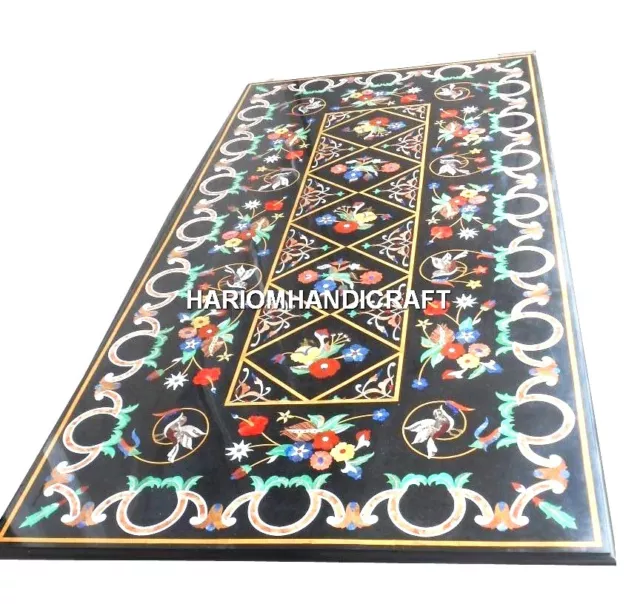 Marble Dining Table Top Inlay Marquetry Floral Handmade Italian Arts Decor H2024