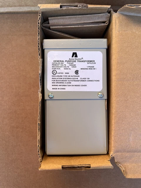 Acme Electric T181048 Buck-Boost Transformer - 100VA, 120/240V To 12/24V, Single Phase, Wall Mount