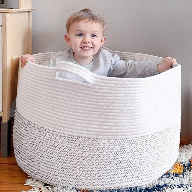 Goodpick Large Basket 236D X 142H Jumbo Woven Basket Cotton Rope Basket Baby Lau