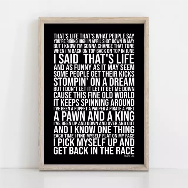 Frank Sinatra THAT'S LIFE Song Lyrics Poster Print Wall Art