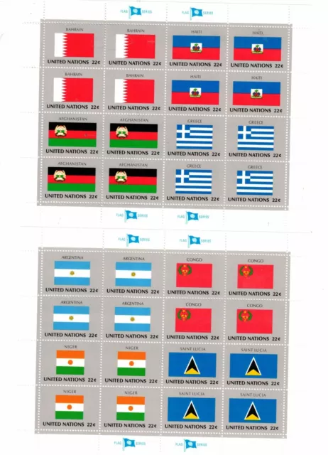 s42734 UNITED NATIONS (NY) 1987 MNH** Nuovi** Flags 16v (MS x4) - 2 scans