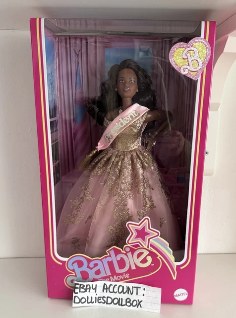 BARBIE THE MOVIE President Doll, Pink and Gold Dress with Sash