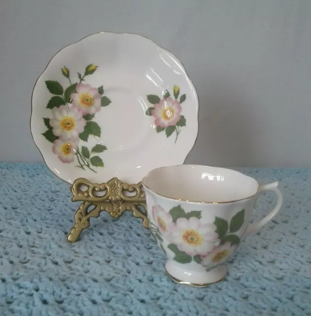 Royal Albert Bone China Malvern Shape Tea Cup & Saucer White Hibiscus Flowers