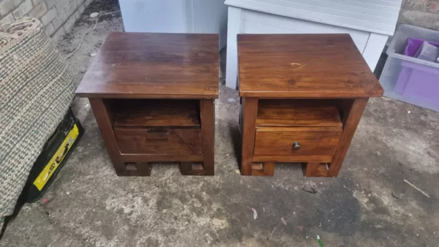 2 Solid Wood Bedside Tables, Chests, Cabinets, Night Stand Slide/ Drawers