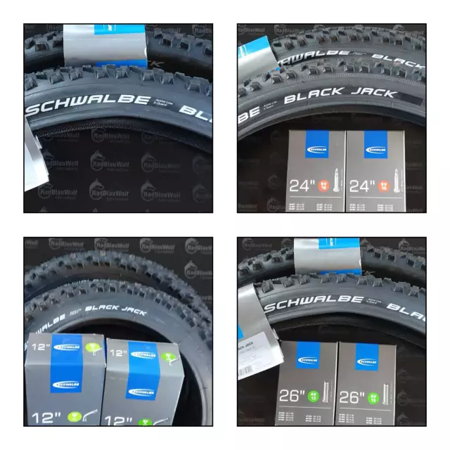 2 x Schwalbe Black Jack Reifen 12/16/18/20/24/26 Zoll mit oder ohne Schläuche