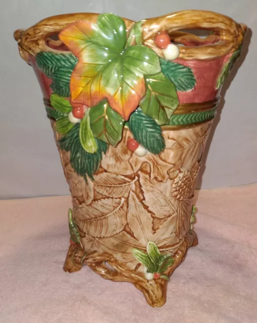 Fitz and Floyd Classics Beautiful Details 3D Raised Leaves Floral Vase