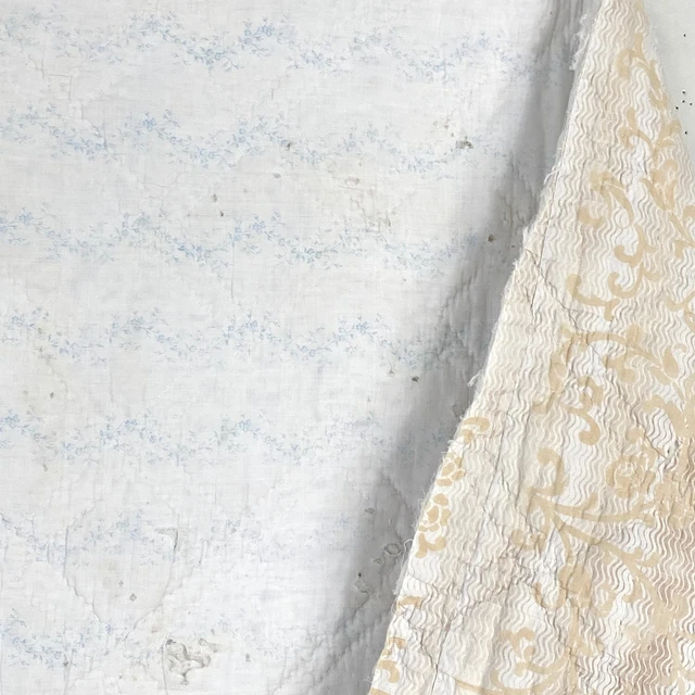 19th century FADED quilt French boutis TIMEWORN shabby chic Country cottage sty