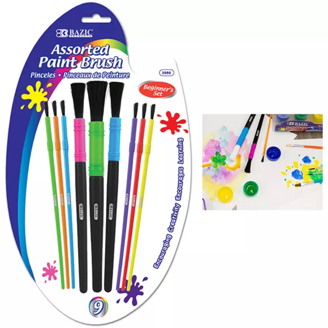 9 Pennello Set Tutti Scopo Olio Acquerello Acrilico Arte Craft Artista Dipinto